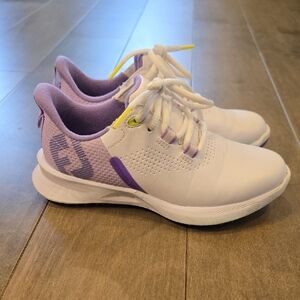 White and Purple Golf Shoes